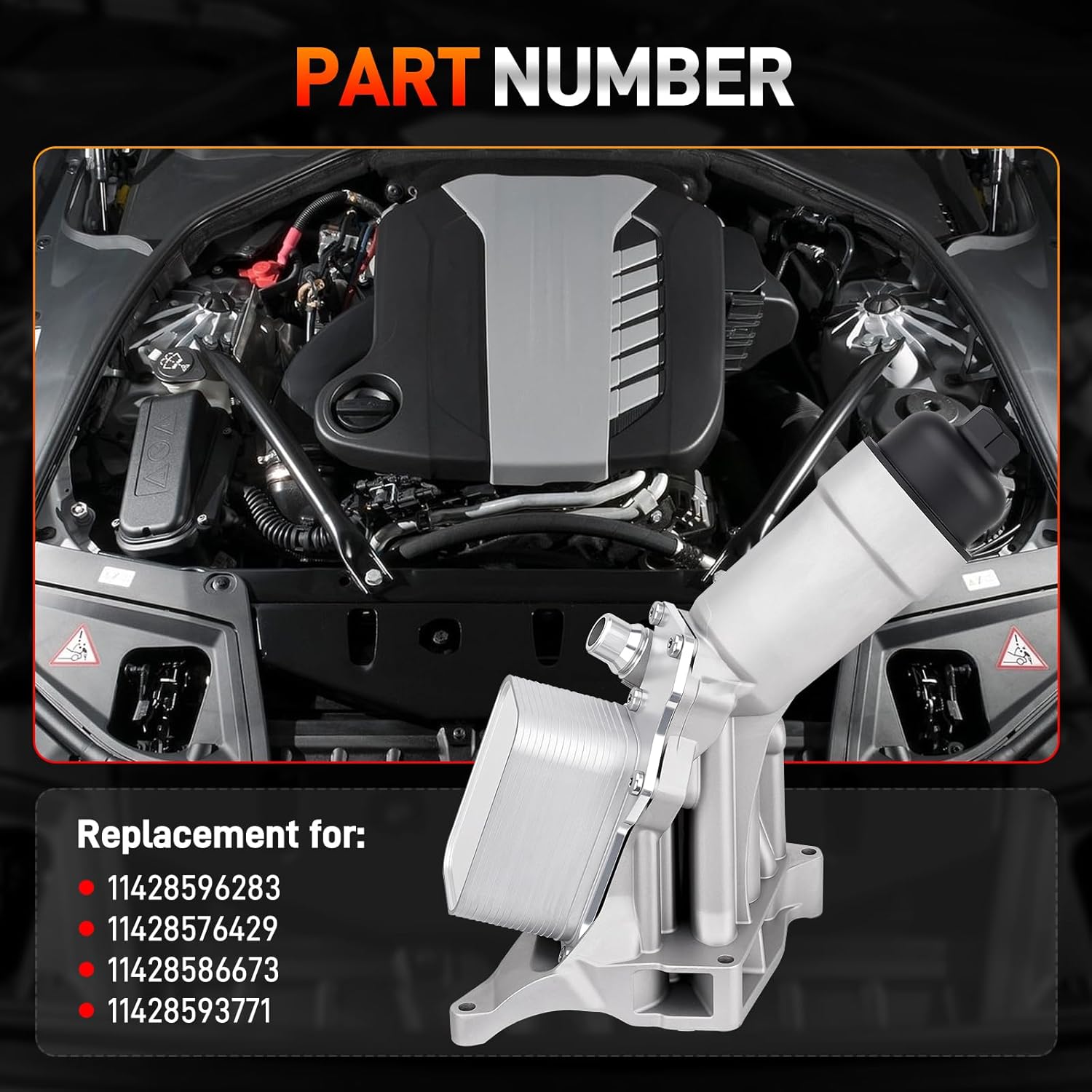 Upgrade Aluminum Engine Oil Filter Housing with Oil Cooler & Gaskets Compatible with 2016-2022 BMW 230i 330e 330i 430i 530e 530i 740e X3 X4 B46 B48 L4 2.0L Turbo Engine Replace# 11428596283