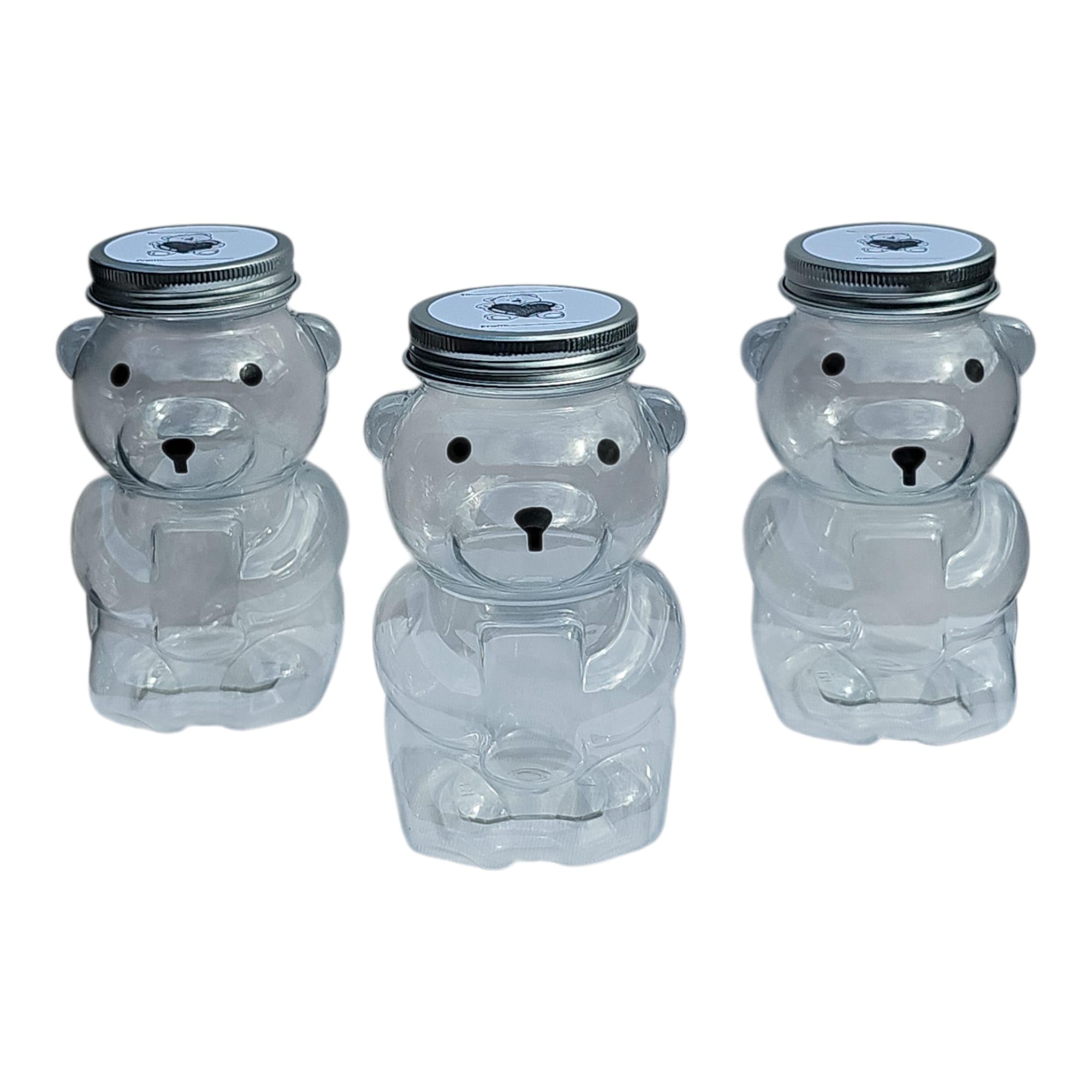Mighty2save Clear Bear-Shaped Storage Jar, Pet Plastic Container For Sweets And Candy (3)