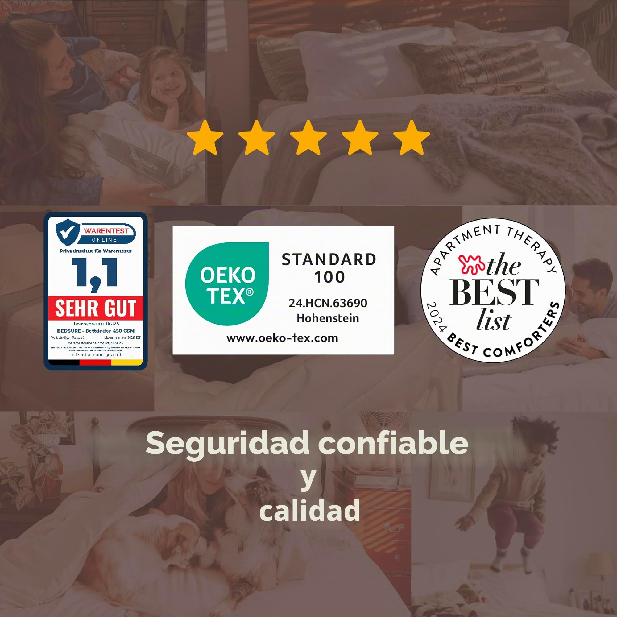 Bedsure Edredón Relleno Nórdico 220x240-450gsm Doble Invierno, Blanco | Certificado Oeko-Tex, edredón cálido 4 estaciones, acolchado suave, lavable a máquina sin deformaciones