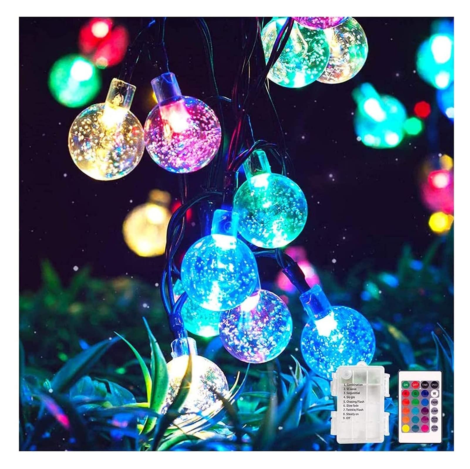Guirlande lumineuse globe 80 LED Metaku 9,8m à piles intérieur et extérieur étanche IP44