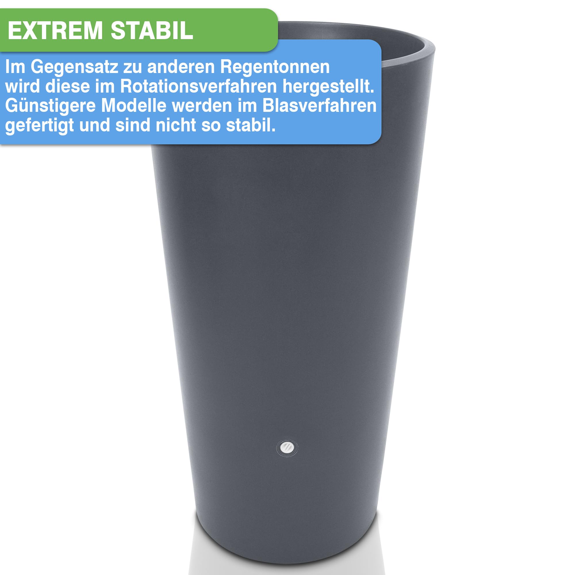 YourCasa Barril de lluvia de 150 litros [Aqua Flower] con rosca de metal y macetero, barril de lluvia de plástico, resistente a las heladas, depósito de agua de lluvia, depósito de agua de lluvia,