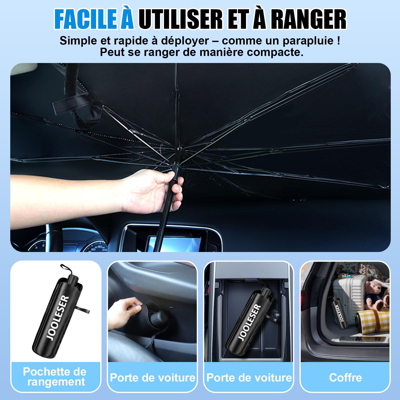 Pare-Brise Pliable,Pare-Soleil Parapluie Pour Voiture,Pare-Soleil Voiture Pare-Brise Intérieur,2026 Dernier Pare-Soleil Avant Pliable,Bloque Les Rayons UV