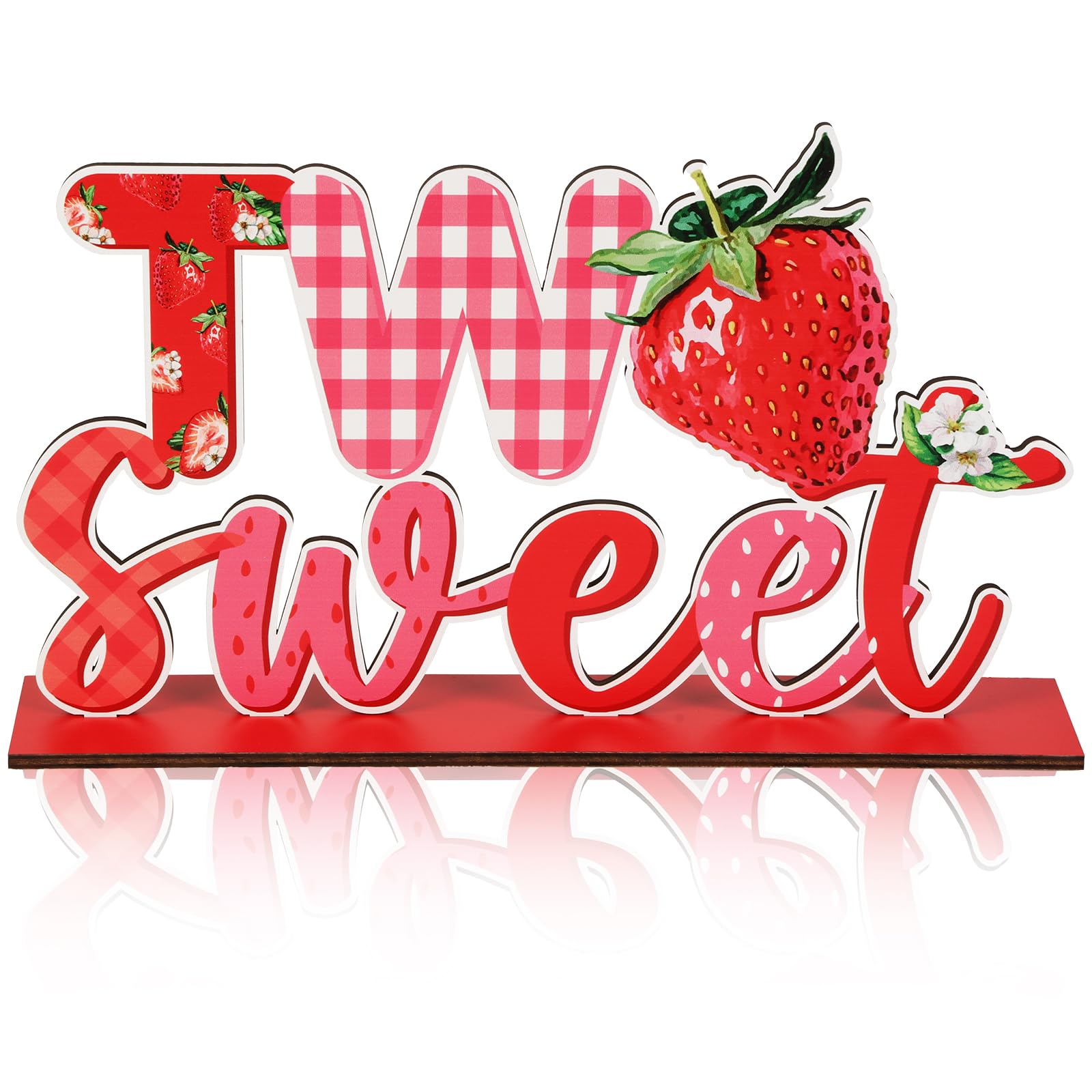 Funmemoir Strawberry 2nd Birthday Decorations, Two Sweet Wooden Letter Sign, Berry Two Sweet Birthday Decorations for Girl, Summer Fruit Second