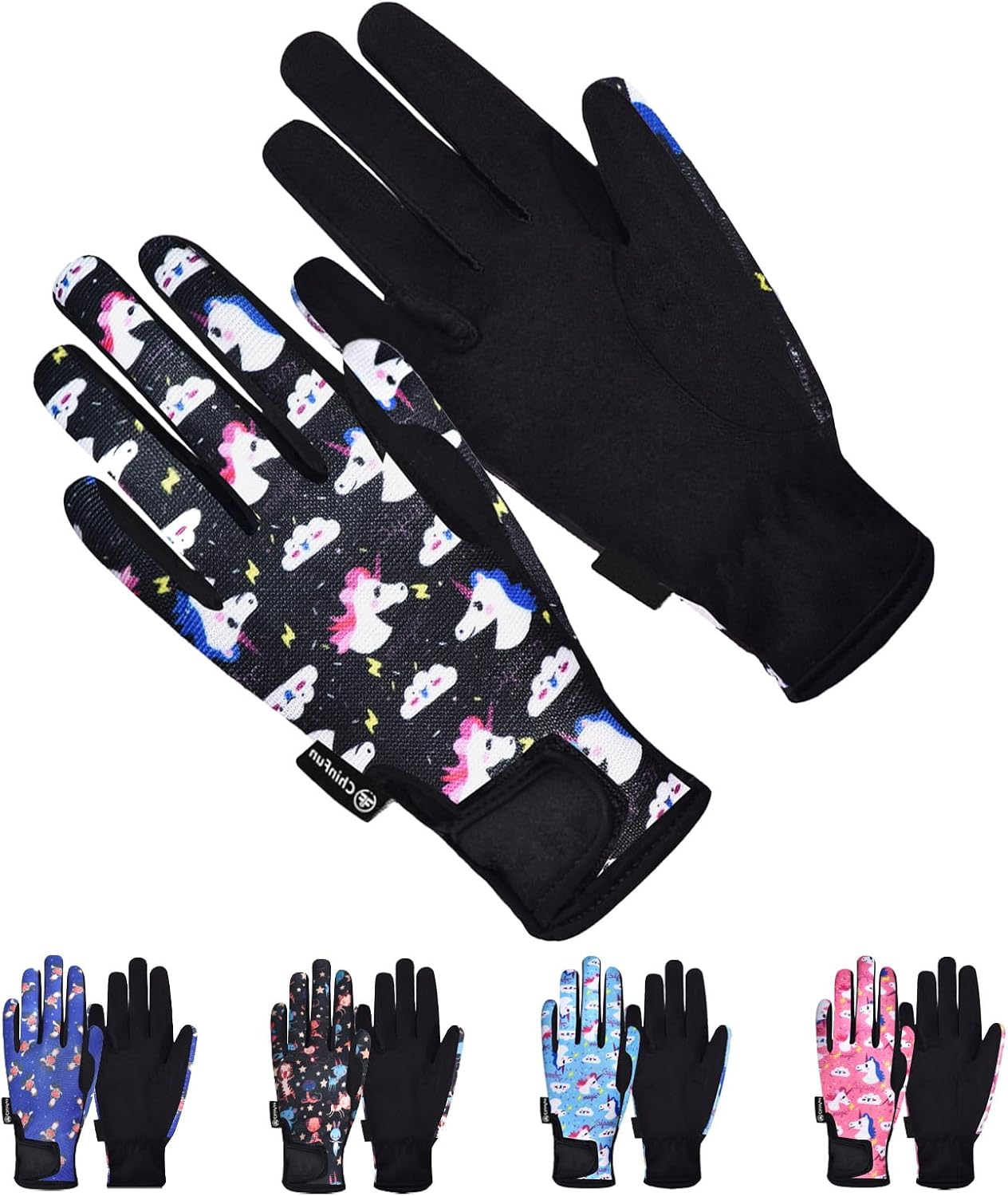 ChinFun Horse Riding Gloves Equestrian Gloves Kids for Boys Girls Horseback Grip Gloves Youth Children Rider Mitts Riding Sports Bike Gardening Cycling Running