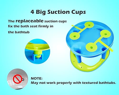 Miniatura 4 de Asiento de baño para bebés de 6 meses en adelantealfombrilla antideslizante integradaAnillo de asiento de baño infantil para sentarse en la bañera