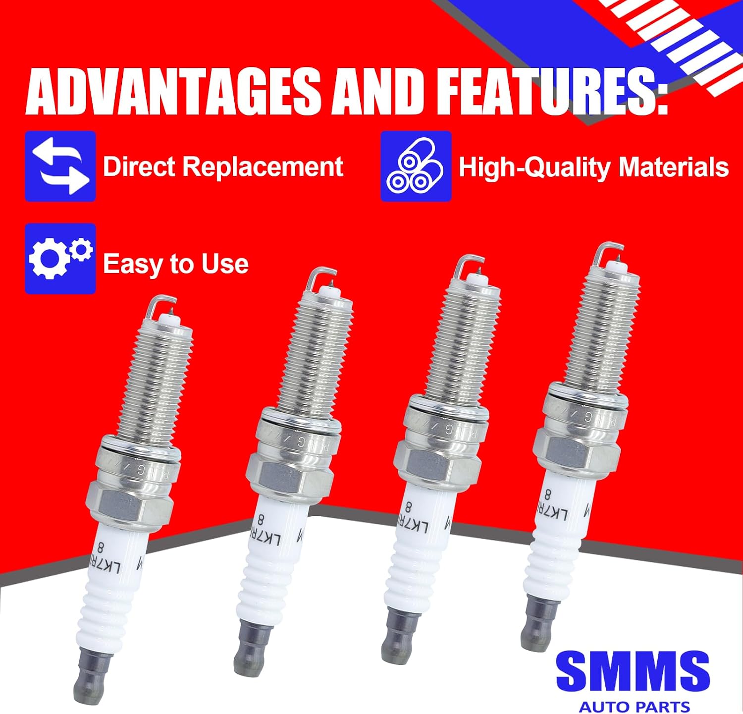 SMMS 4PCS Iridium Spark Plugs for Acura, for Chrysler, for Dodge, for Genesis, for Honda, for Hyundai, for Jeep, for Kia, for Mitsubishi, for Ram, 2008-2020 Replaces OE: 93175