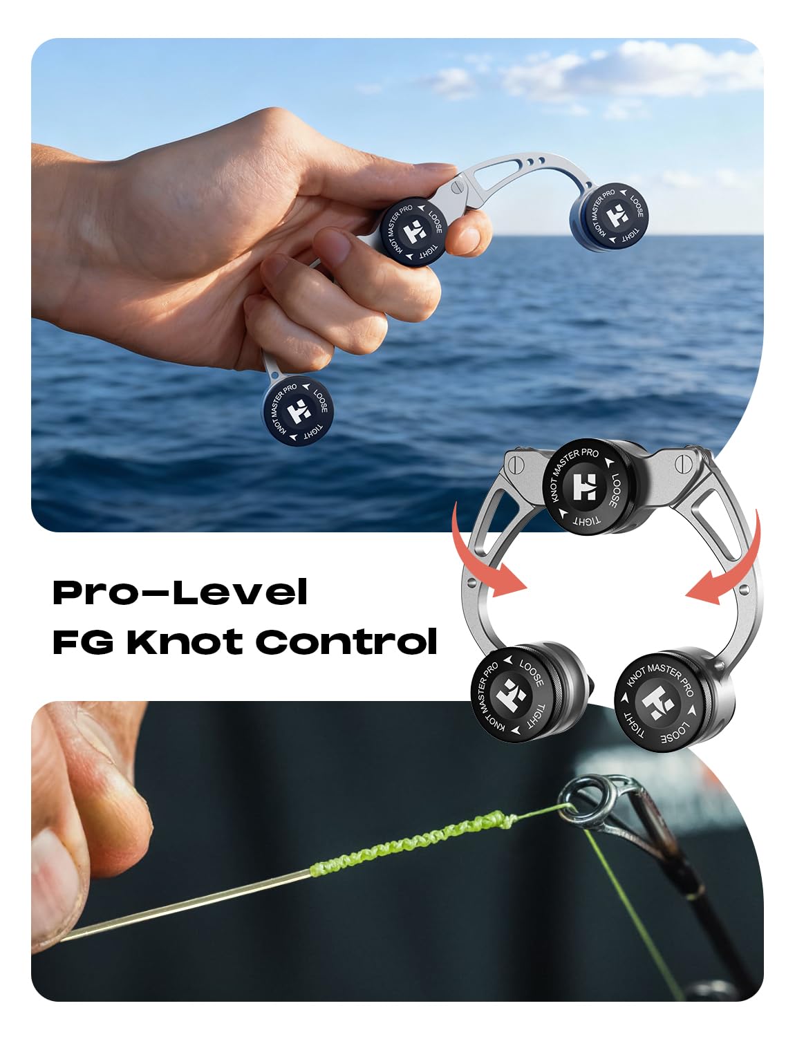 HOOK-EZE FG Knot Tying Tool, GT Knot Assist for Braid to Leader Connection, Adjustable Tension, Fast and Secure FG Knotter, Premium Fishing Gifts for Saltwater Freshwater Anglers Fishermen