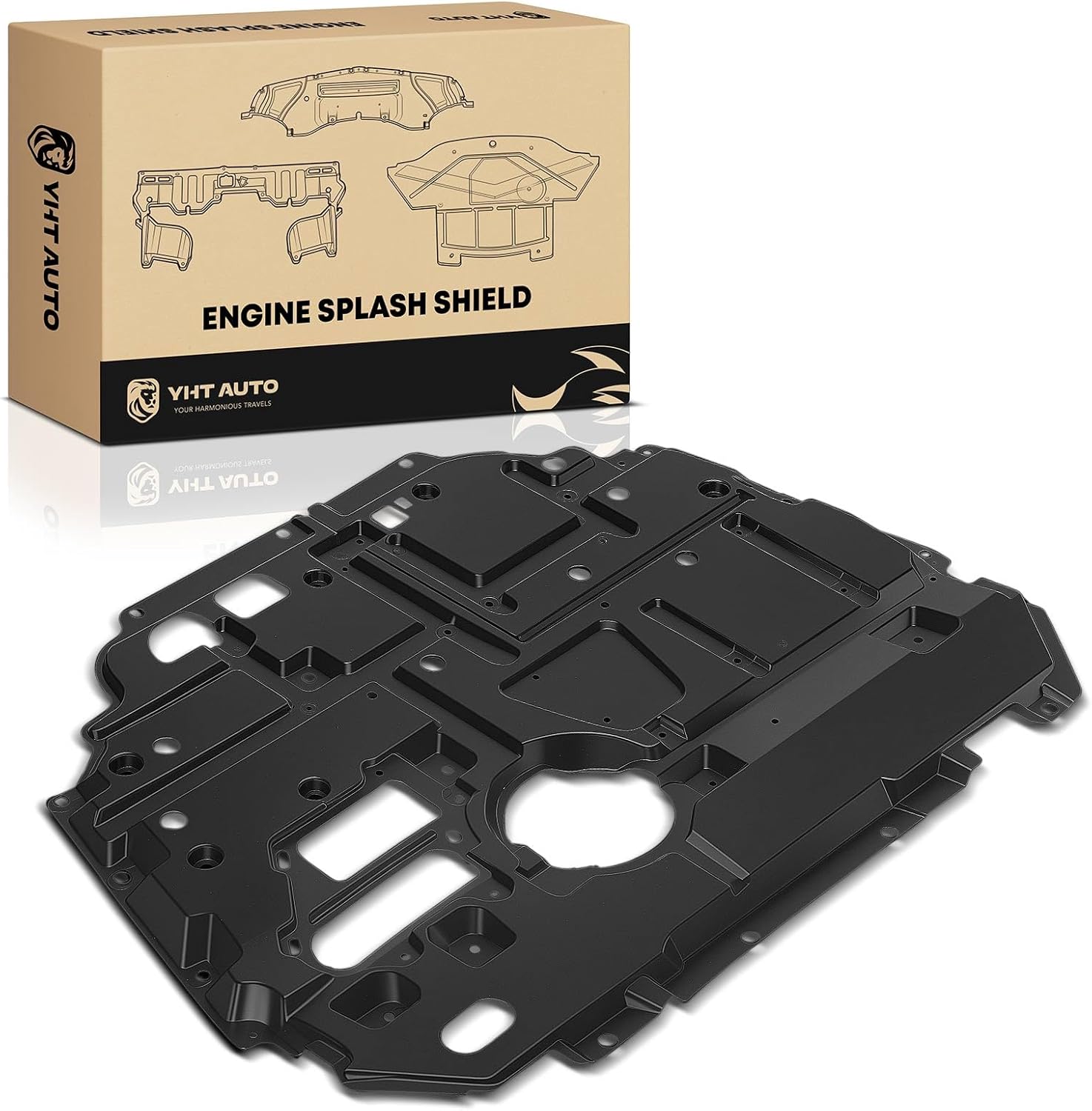 YHTAUTO Center Lower Engine Splash Shield Compatible with Toyota Prius 2010-2015, Prius Plug-in 2013-2015, Prius V 2012-2018 & Lexus CT200h 2011-2013, Plastic Black Splash Guard Engine Case Guards