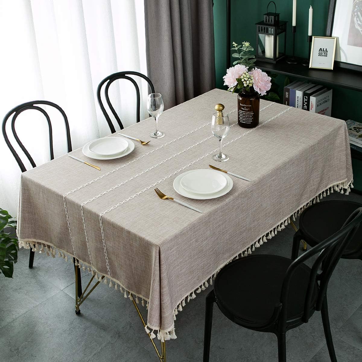 Greatest Product ARICHOMY Table Cloth, Square Tablecloth Cotton Linen Stitching Anti-Fading Wrinkle Free, Tablecloths Washable Dust-Proof Embroidery Table Cover for Kitchen Dinning Party Farmhouse Halloween