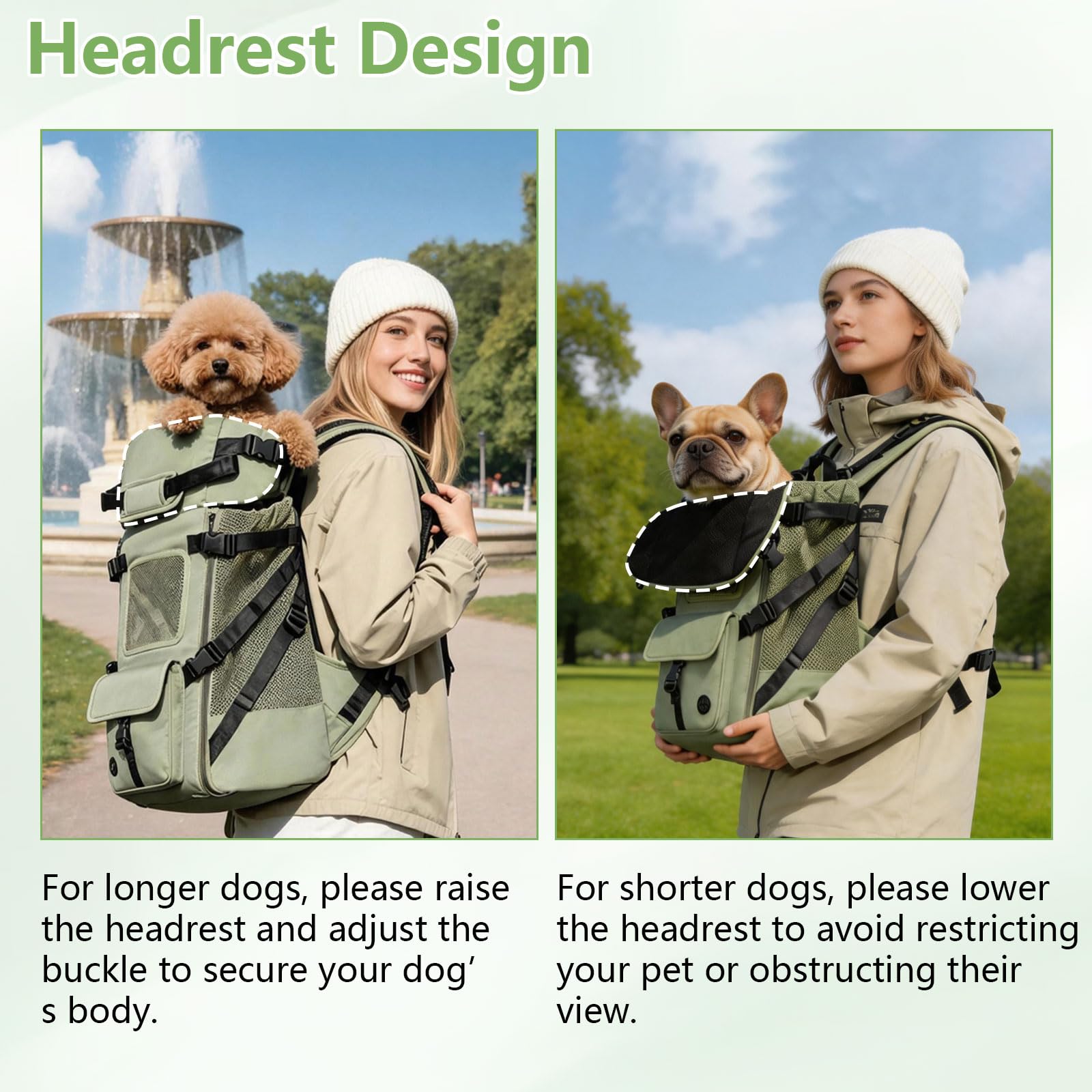 Hunderucksack für mittelgroße Hunde, Belastbarkeit 3-16kg, Atmungsaktiv und Bequem Haustier, Wasserdicht, Tragbarer Verstellbarer Hundetragerucksack für Wandern, Reisen