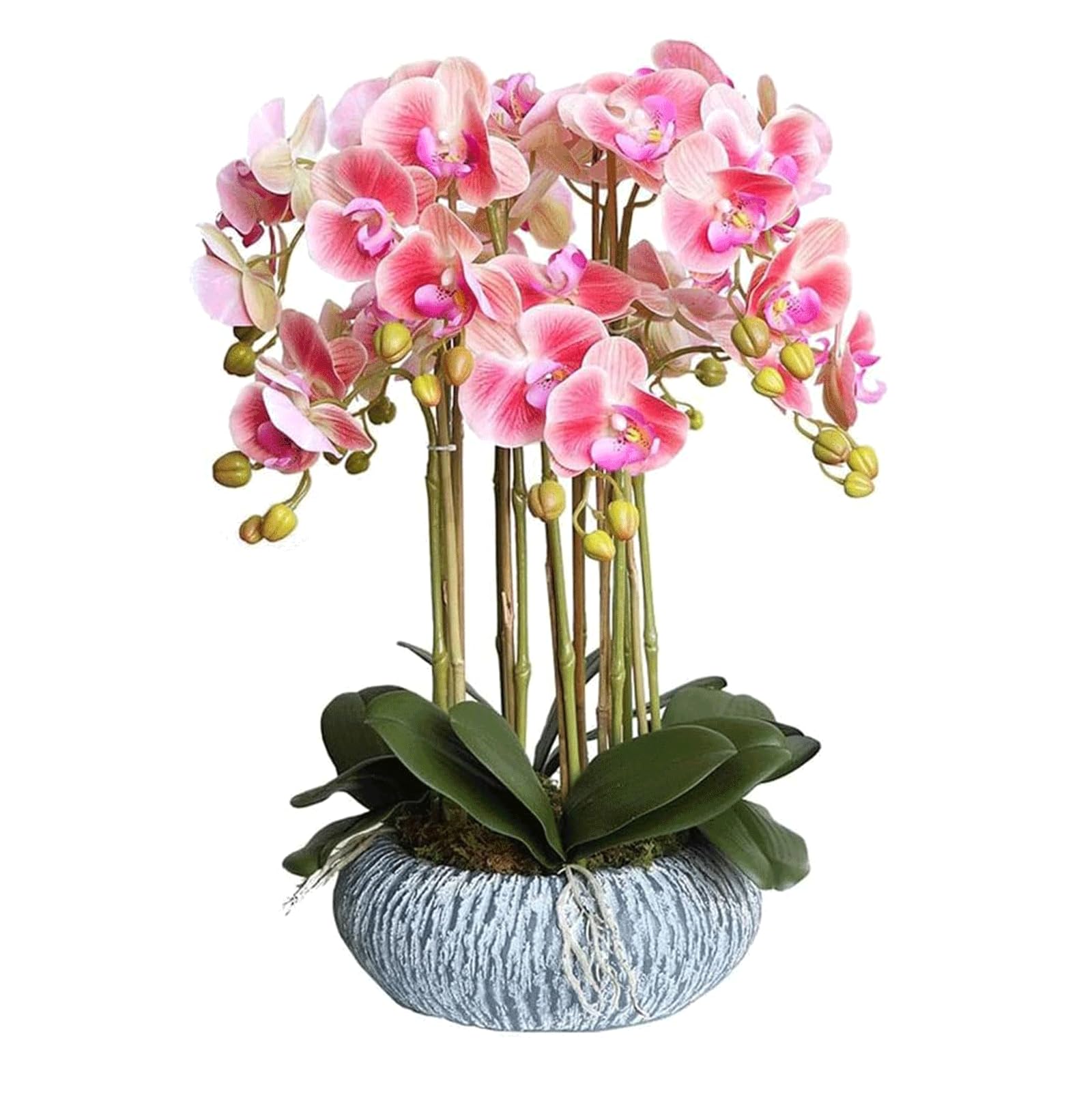 DFGHNBVC Artificial Orchid Faux Orchids With Porcelain Vase Set Artificial Flower 23.6In Artificial Phalaenopsis Flowers Home Decor Artificial Orchid Very Natural.Pink