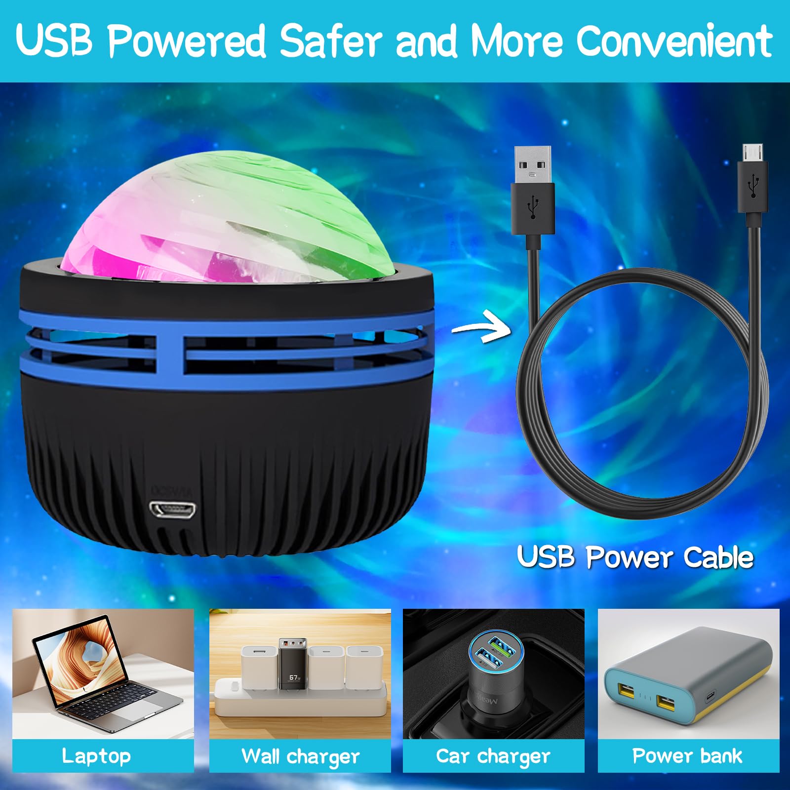 Luce Notturna Bambini Lampada Aurora Boreale, Proiettore a LED per il Cielo Stellato con Telecomando e 16 Effetti Luminosi, Lampada Proiettore RGB Dimmerabile con Luce Notturna