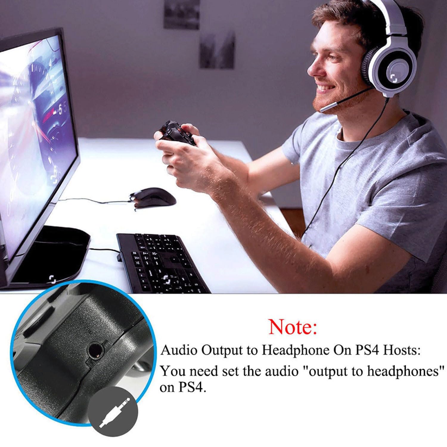 Mando de juego inalámbrico para PlayStation 4 Bluetooth de repuesto para PS4 Slim/Pro y Windows PC, recargable, portátil, doble vibración, joystick remoto con función turbo/mapeo