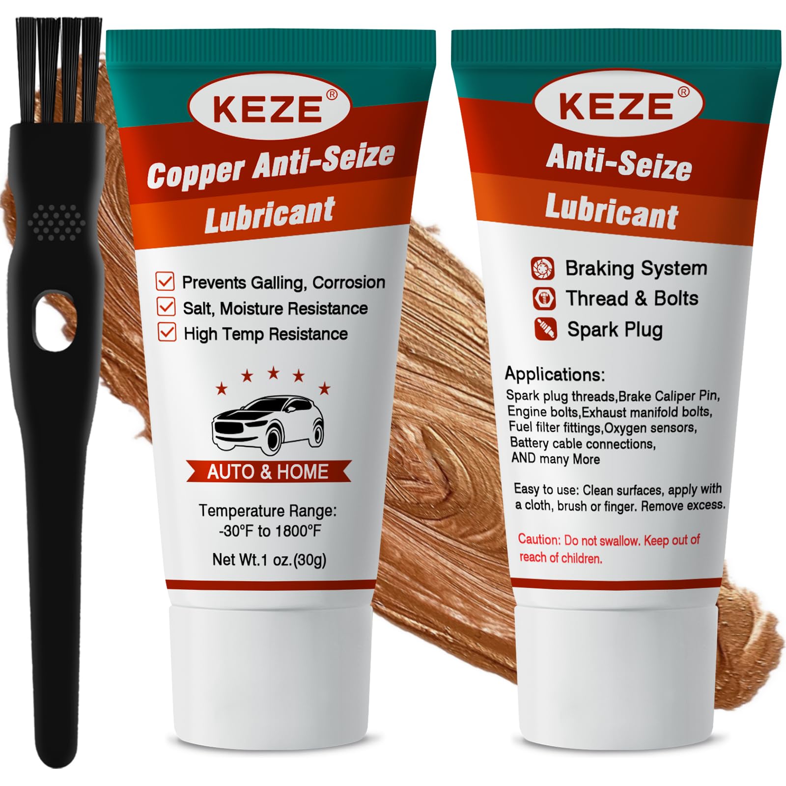 Sponsored Ad - Copper Antiseize Thread Lubricant Grease Rust and Corrosion Protection Heat Resistant Automotive Lubricant for Brake Pad Bolts and Nuts Spark Plug, 1 Oz-2 Pack