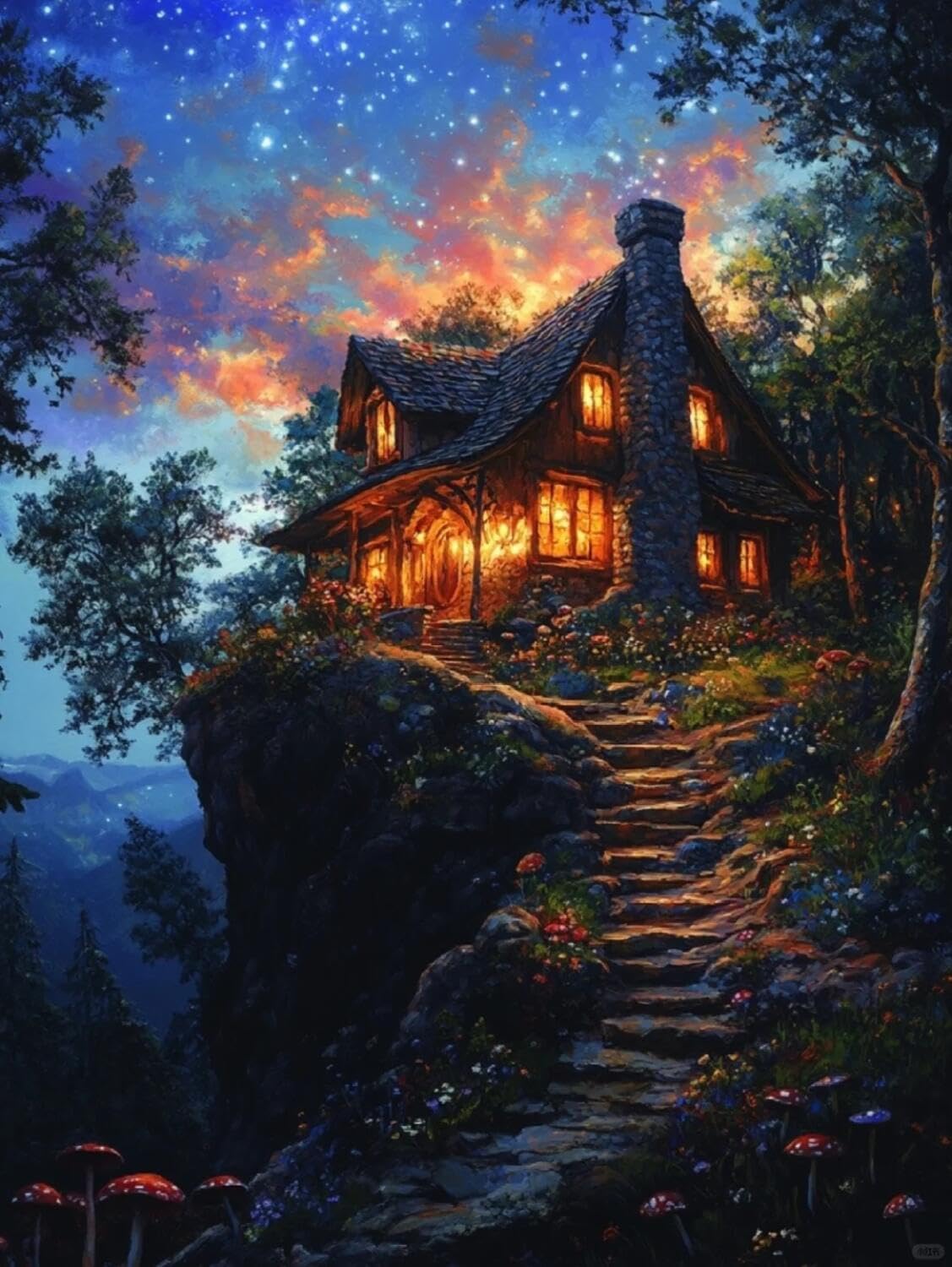 Rqwybcaxn Bead Cross Stitch Kits Forest Cabin 40x50cm