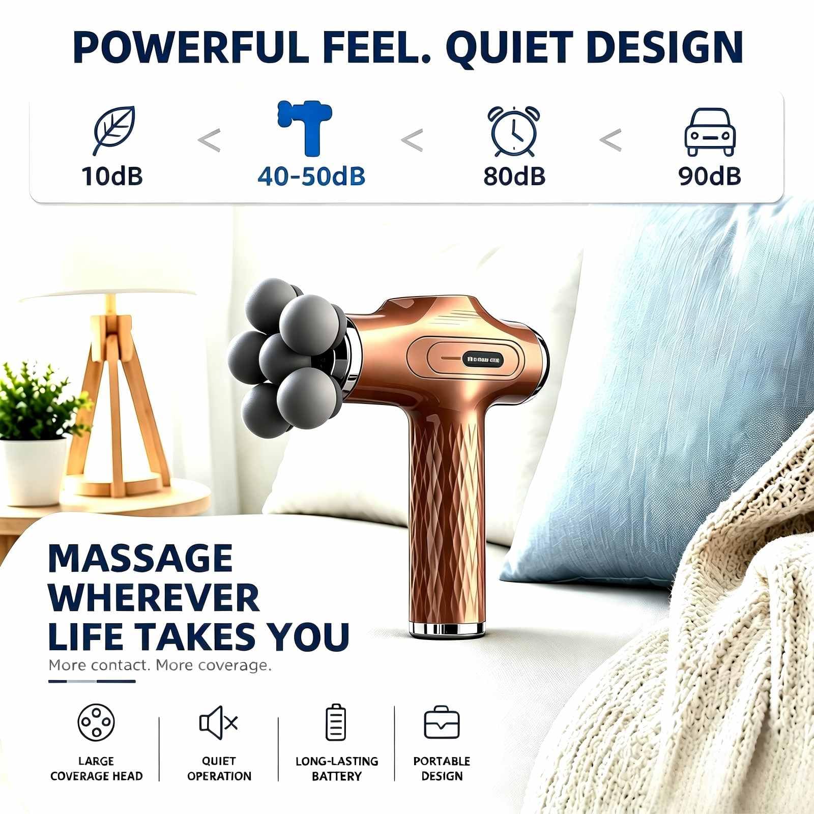 Pistola da massaggio con testa ad ampia copertura per rilassamento muscolare, massaggiatore a percussione portatile per collo, spalle, schiena, braccia e gambe, facile da usare a casa, ufficio