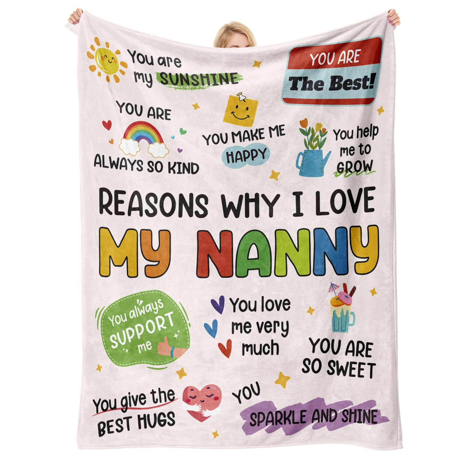 Nanny Gifts, Nanny Birthday Gifts, Unique Valentines Mother's Day Birthday Christmas Thanksgiving Gifts for Nanny, Soft Nanny Gifts from Grandchildren, Blanket Presents for Nana Nan Grandma 150x130CM
