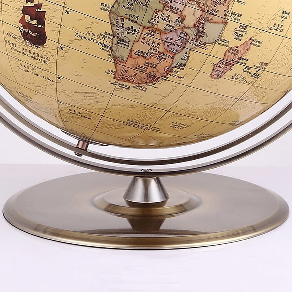 OLOTU Educativa Globo Grande mappamondo Vintage con Sfera in Acciaio Inossidabile e Base Moderna mappamondo Antico del Mondo per la Scuola, la casa e L'Ufficio Girevole Mappamondo