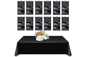 12-Pack Black Plastic Tablecloth-54 x 108 in.