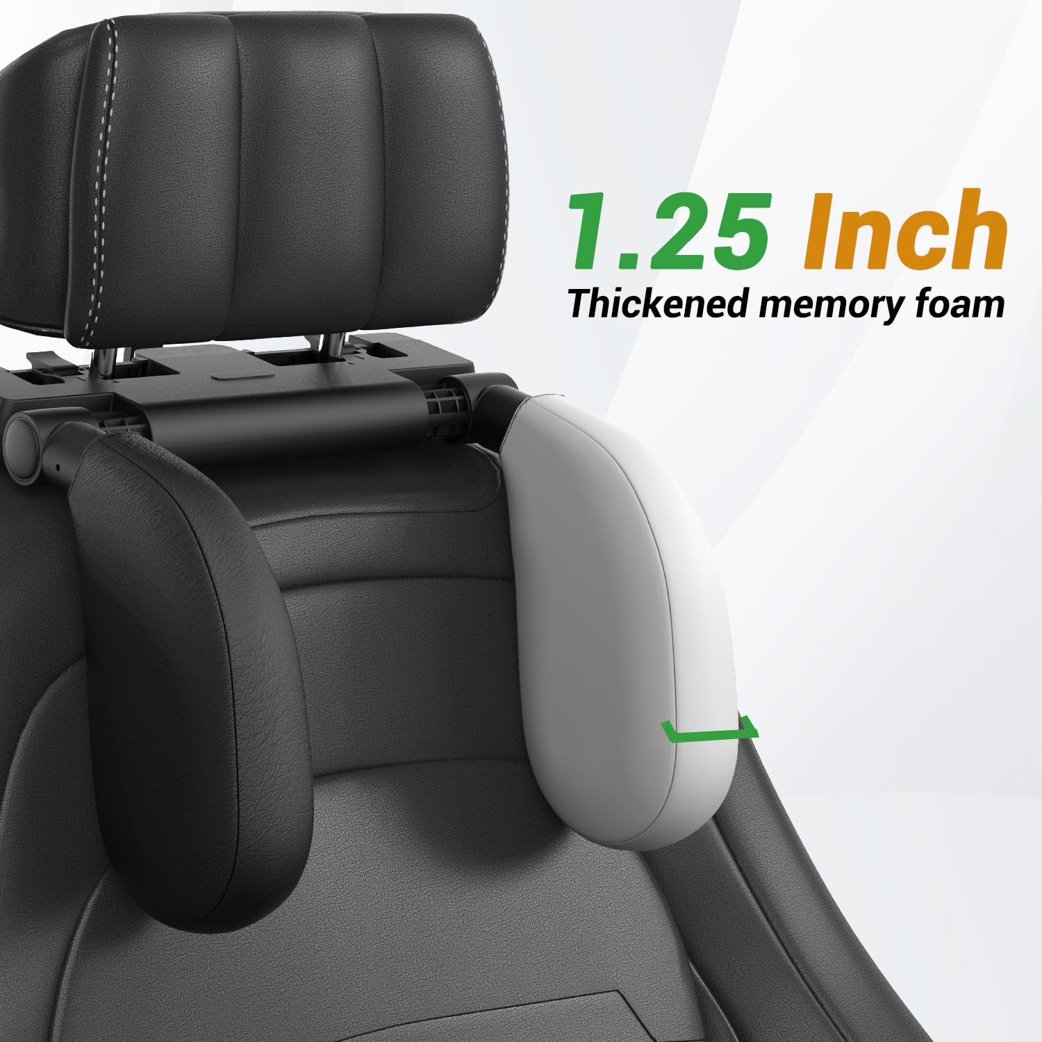 Appui-tête de voiture pour enfants, conduite confortable pour les enfants et les adultes, avec coussin et crochets, coussin de sommeil de voiture réglable, coussin de nuque (noir)