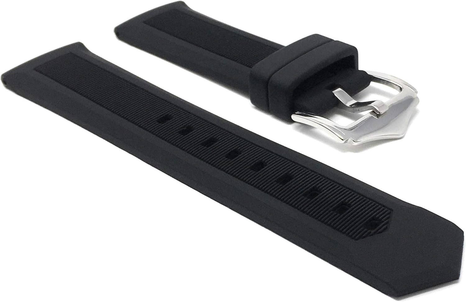 Bandini Silicone Watch Bands - Soft Rubber Replacement Watch Straps - Smooth and Ribbed - Waterproof - Stainless Steel Buckle - Many Colors - 12mm, 14mm, 16mm, 18mm, 20mm, 22mm, 24mm, 26mm, 28mm