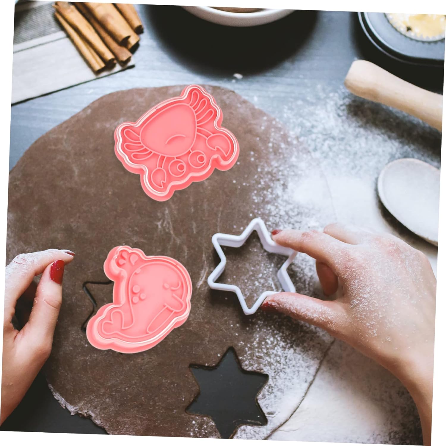 32 個 アニマルクッキーカッター キッズグミスタンパー 子供用 チーズ型 オーシャン 3D クッキースタンパー ペストリーベーキン