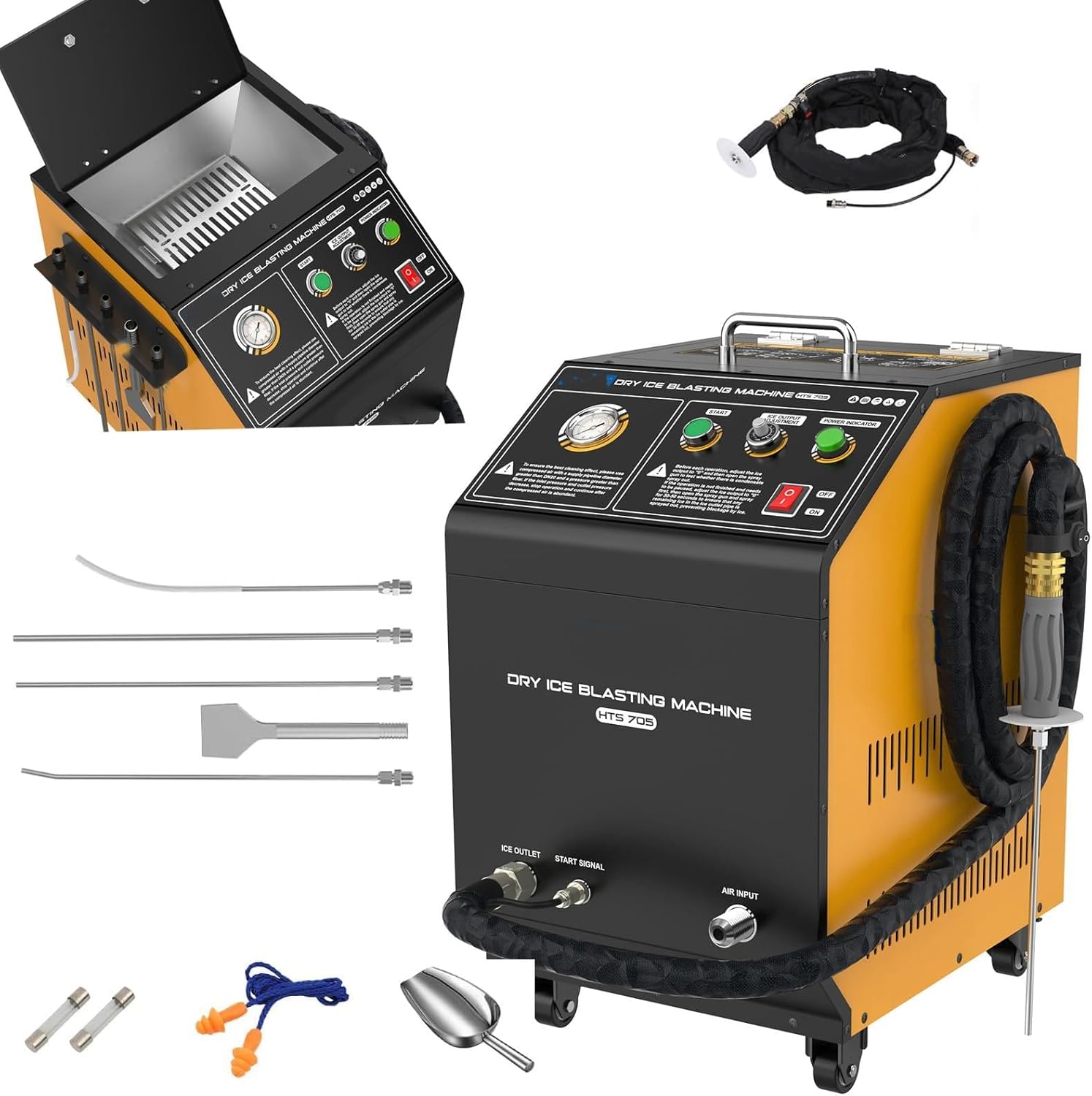 Industrial Dry Ice Blasting Cleaning Machine, 5 Different Types of Nozzles for Quickly Removing Intractable Dirt on Automotive Engines, Molds, Circuit Boards, and Equipment, Nature Friendly,110V