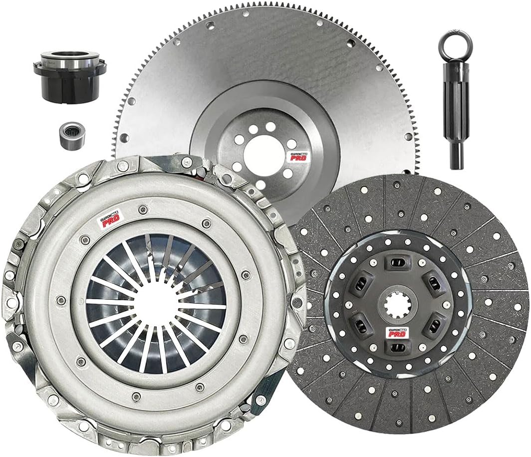 ClutchMaxPRO Performance OEM Clutch Kit with Flywheel with Slave Cylinder Compatible with 1996-1998 Chevy GMC C1500 C2500 K1500 K2500 Suburban Silverado Tahoe Yukon (CP04170HDWS-FW167525-CK)