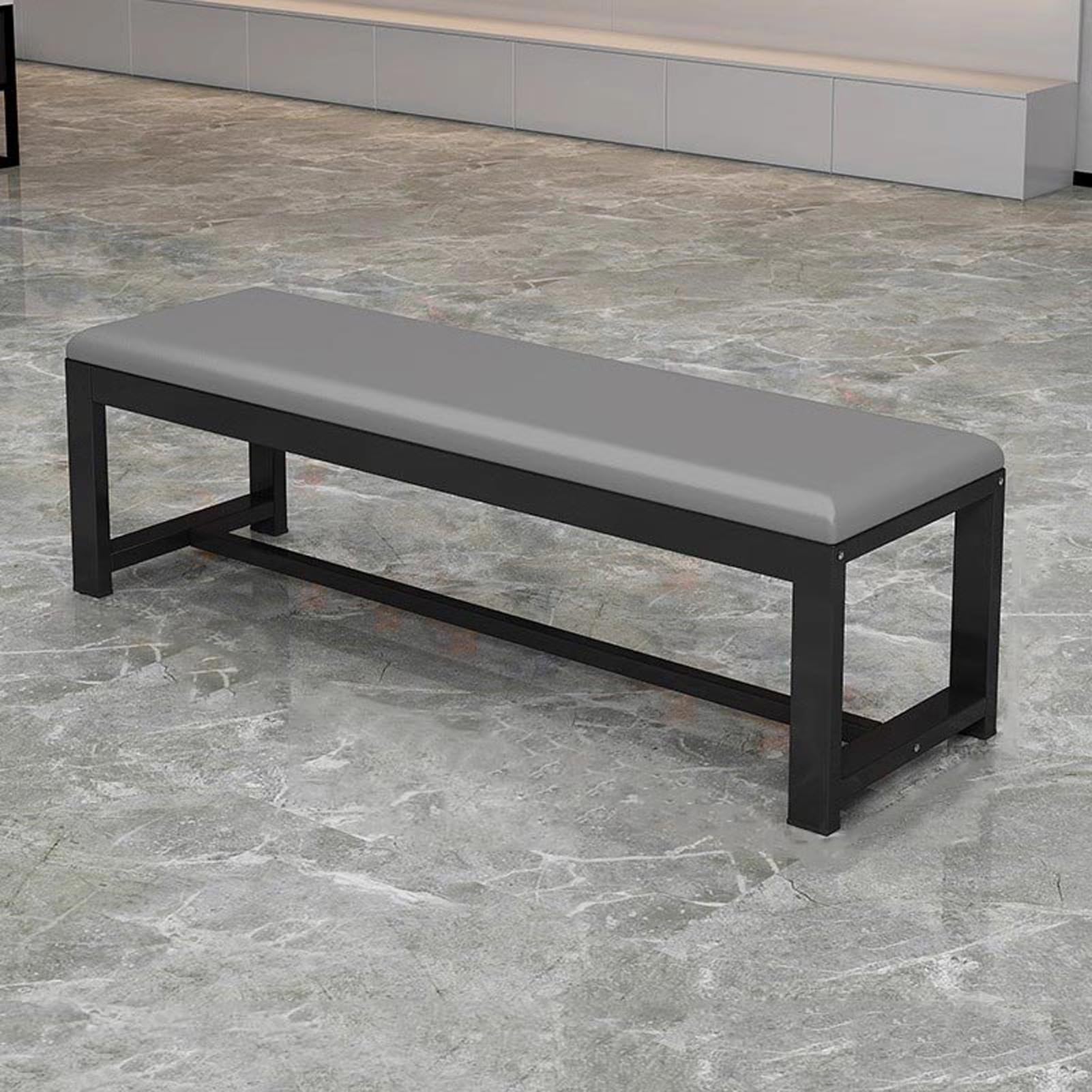 Banco de Entrada con Cuero Cojín Baño Banco de Zapatos Banqueta Tapizado con Patas de Metal Organizador de Zapatos Banco Dormitorio para Sala de Estar