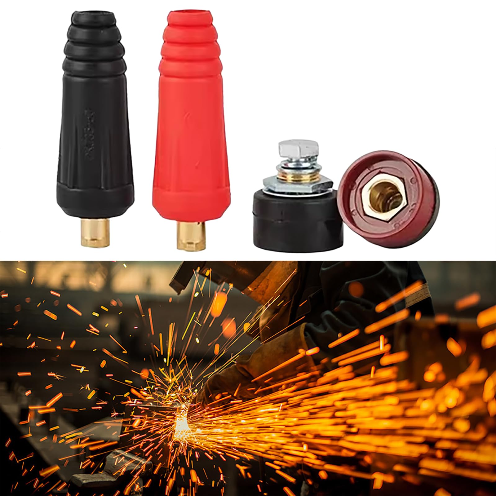 Juego de conectores de panel de cable de soldadura para máquina de soldadura eléctrica | Compatible con máquinas de soldadura modelo 100-250 para conexiones fiables