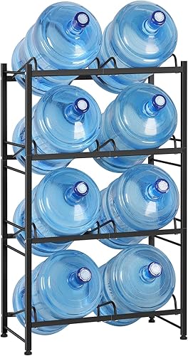 Estante enfriador de agua resistente para botellas de agua de 5 galones, estante de agua de 4 niveles con 8 ranuras para jarras de galón, estante