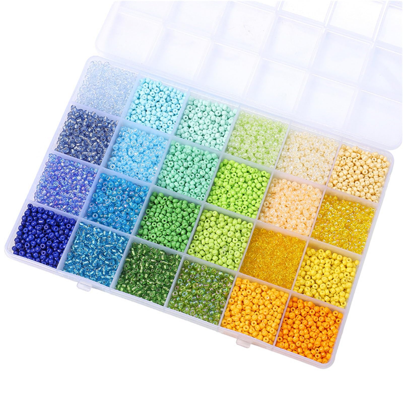 Jazuaiao Artisanal Beads Set Featuring 24 Grids Organizers and Assorted Glass for Creative Designs Jewelry Making Assortment Box