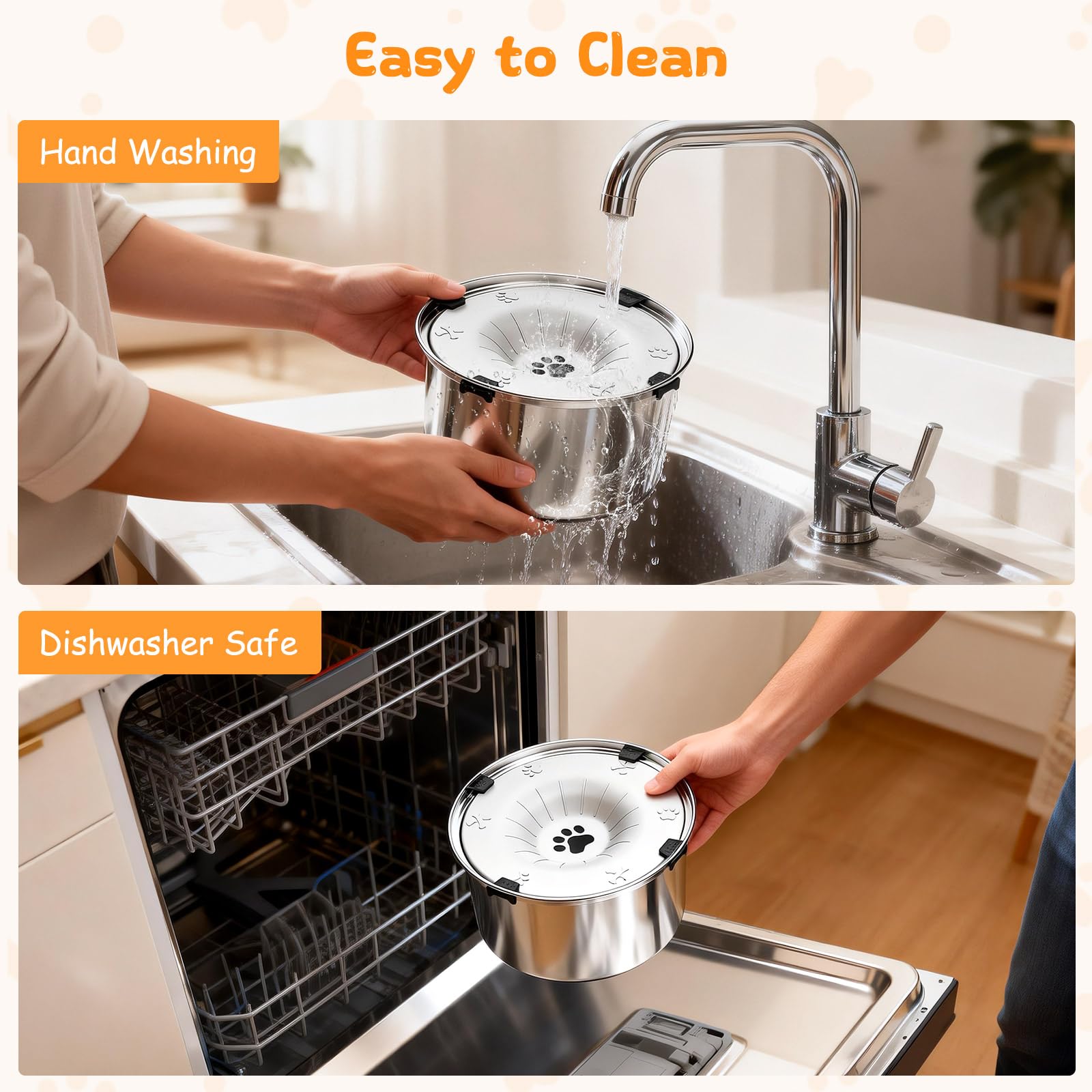 Comedero para perros, antigolpes, para razas medianas y grandes, 5,68 l, antideslizante, acero inoxidable 304, color gris claro