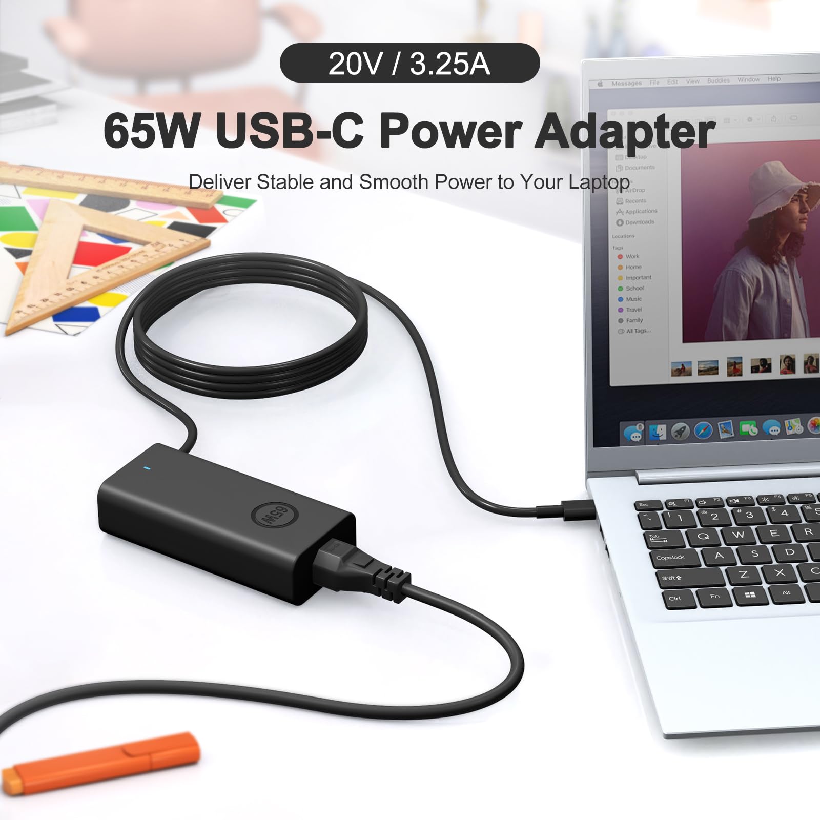 Cargador Dell 65W USB-C Para Portátil - Compatible Con Latitude, XPS, Chromebook Y Otros Modelos (19,5V 3,34A)
