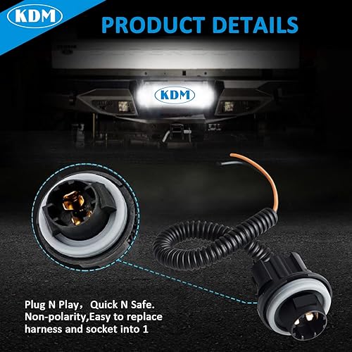 Miniatura 3 de KDM Conector Socket de Luz LED para Placa de Matrícula Arnés de Receptáculo de Cableado Ensamblaje Compatible con Chevy Silverado Sierra Avalanche