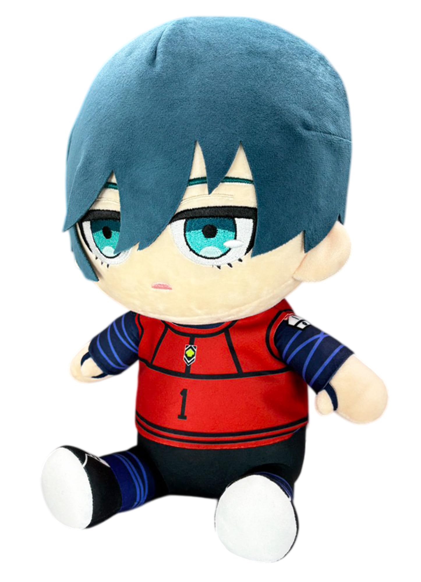 Great Eastern Entertainment Blue Lock - Itoshi Rin Team Red #1 Uniforme de peluche sentado de 12 pulgadas de alto