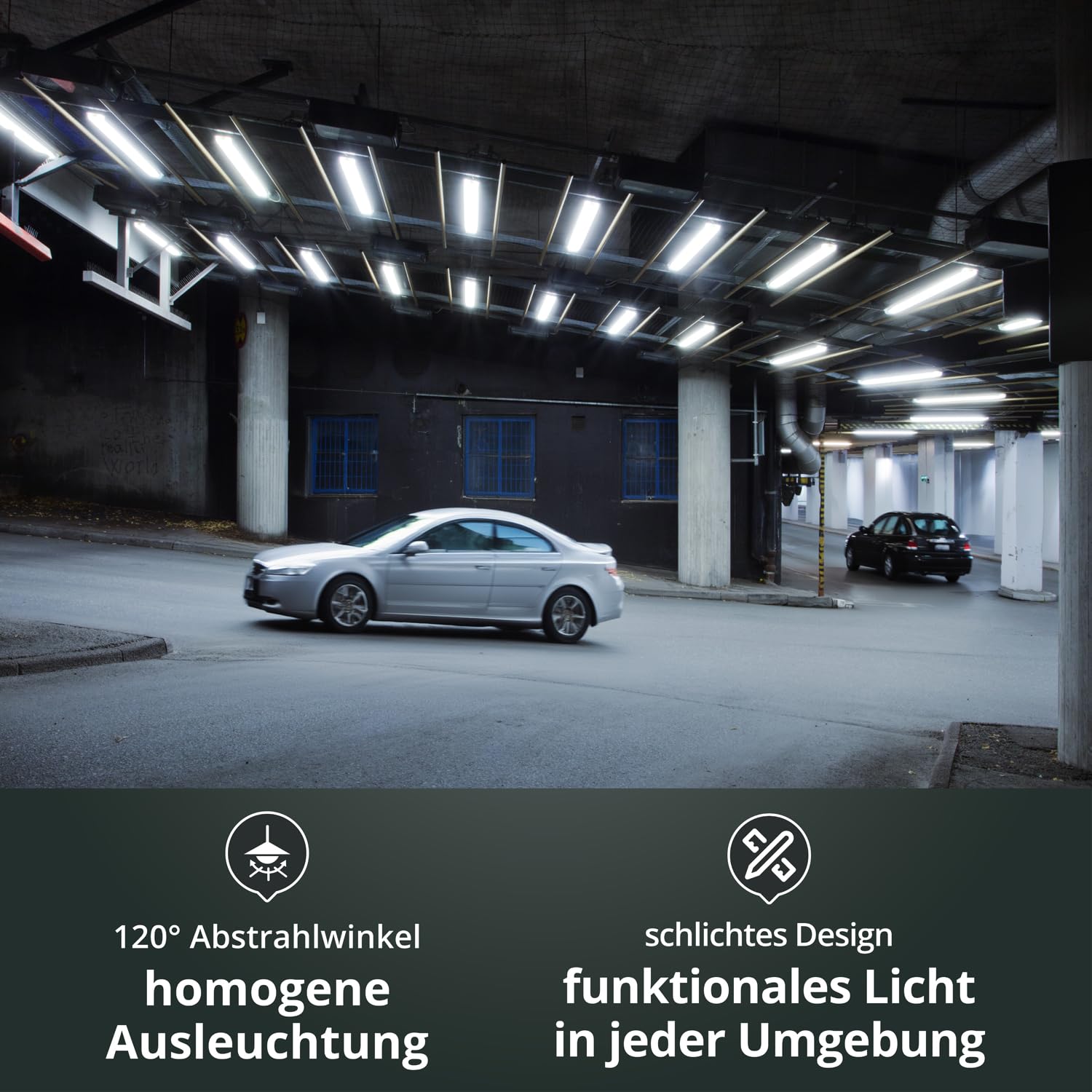 LED Universum Feuchtraumleuchte 150cm IP65 inklusive zwei T8 LED-Röhren 44W 5280 Lumen - 4000K neutralweiß - verknüpfbar - Kellerleuchte Nassraumleuchte Feuchtraumwanne L1576xB94xH58mm