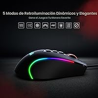 Vista 7 de Redragon M612 Predator - Mouse para juegos RGB con cable, 8000 DPI, 11 botones programables y 5 modos de retroiluminación, software compatible