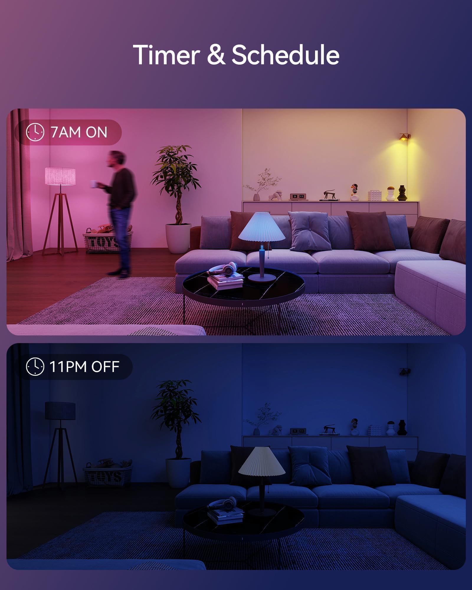 Matter Smart Light Bulbs, Color Changing Light Bulb for Halloween, hub Required,A19 60W,2.4Ghz WiFi only,Compatible with Alexa Google Assistant, Apple Home,16 Million Colors RGBCW,1 Pack