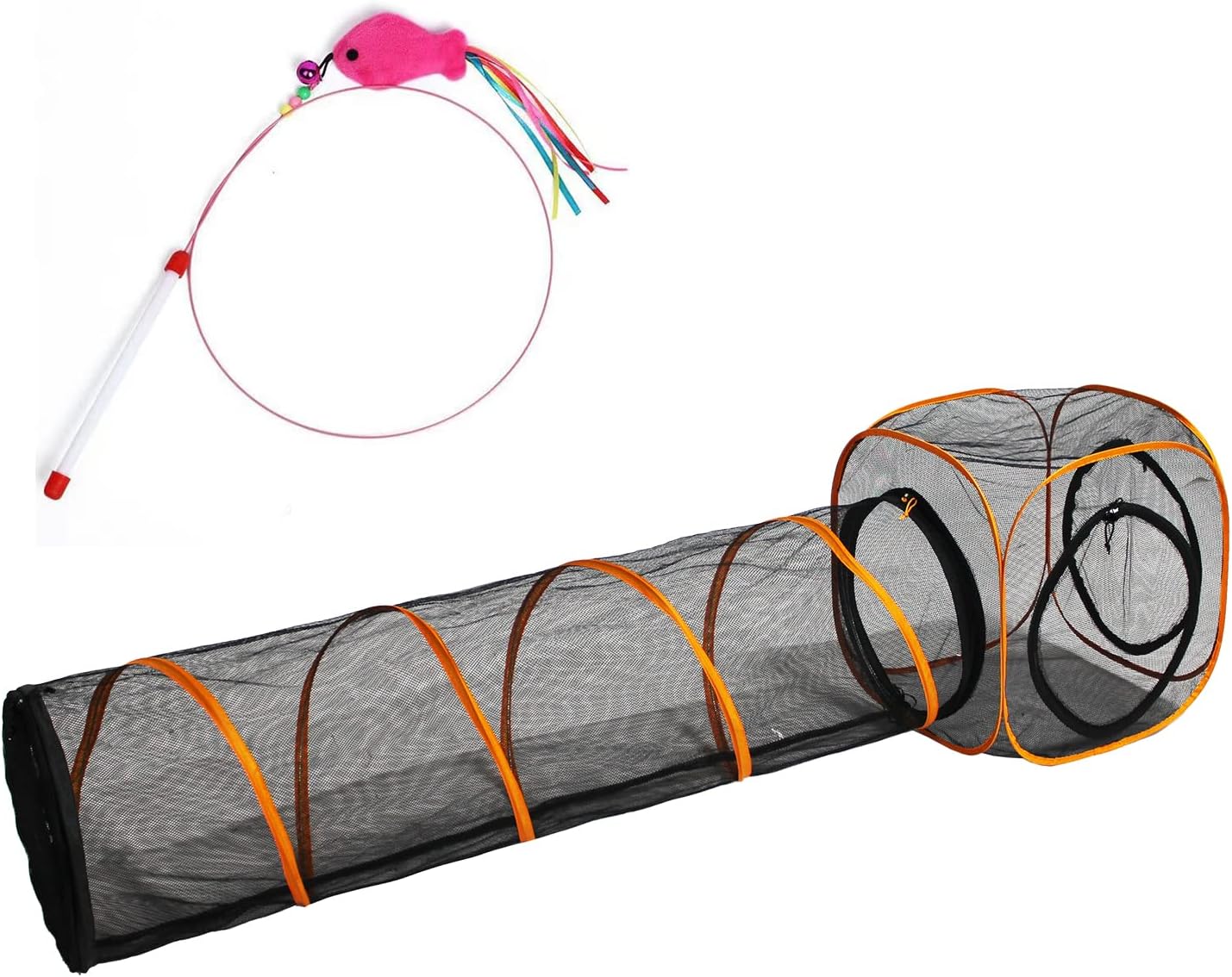 Cat Play Tunnel + Cube(with Three Ways) for Indoor and Outdoor, Pet Play House, Cat Enclosures, Collapsible Kitty Cube, Tunnel, Kitten Toys Easy to Connect with Cat Tent