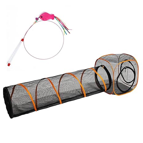 ITENT Cat Play Tunnel + Cube(with Three Ways) for Indoor and Outdoor, Cat Play House, Cat Enclosures, Collapsible Cat Cube, Tunnel, Cat Toys Easy to Connect with Cat Tent