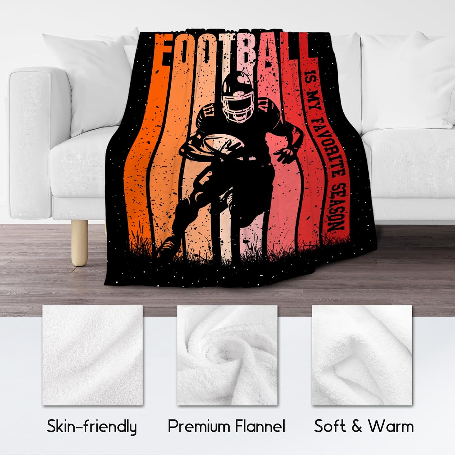 Football Throw Blanket, Football Blankets for Adults Team Player, Gifts for Boys Aged 8-12 Sport Lovers, 60"x80" Soft Cozy Kids Throws for Teen Men