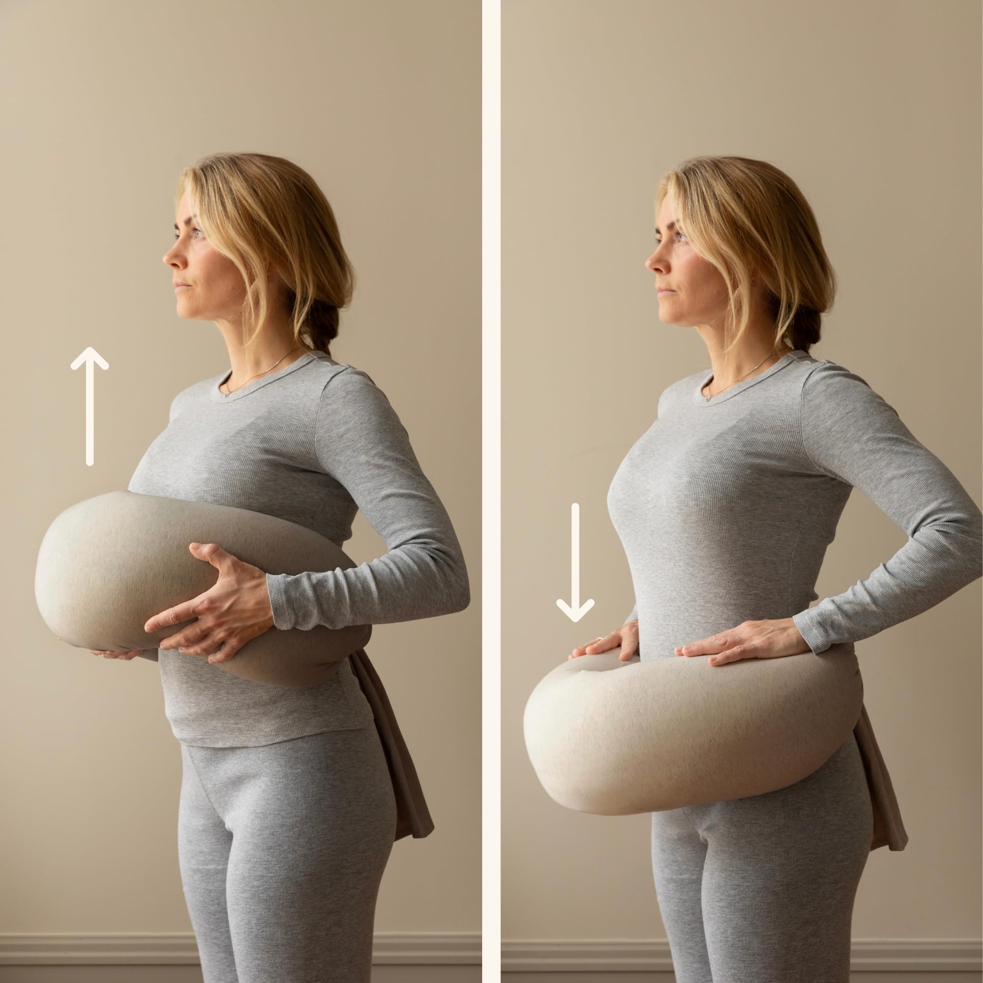 bbhugme Verstellbares Stillkissen – Stillen, Flaschenfütterung, Babyunterstützung – Einstellbare Festigkeit und Passform – waschbarer Kissenbezug – Seashell Beige
