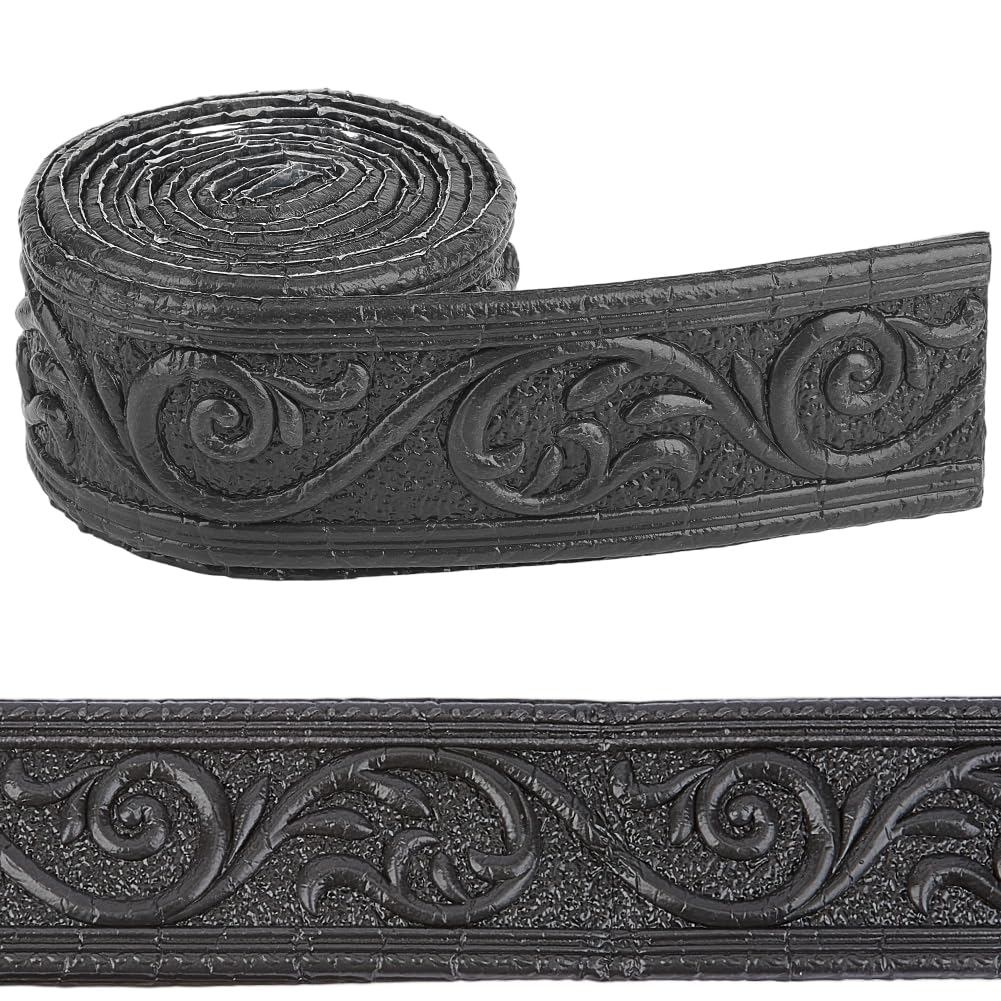 Bordure de moulage autocollante au design noir raffine pour encadrement mural et plinthes
