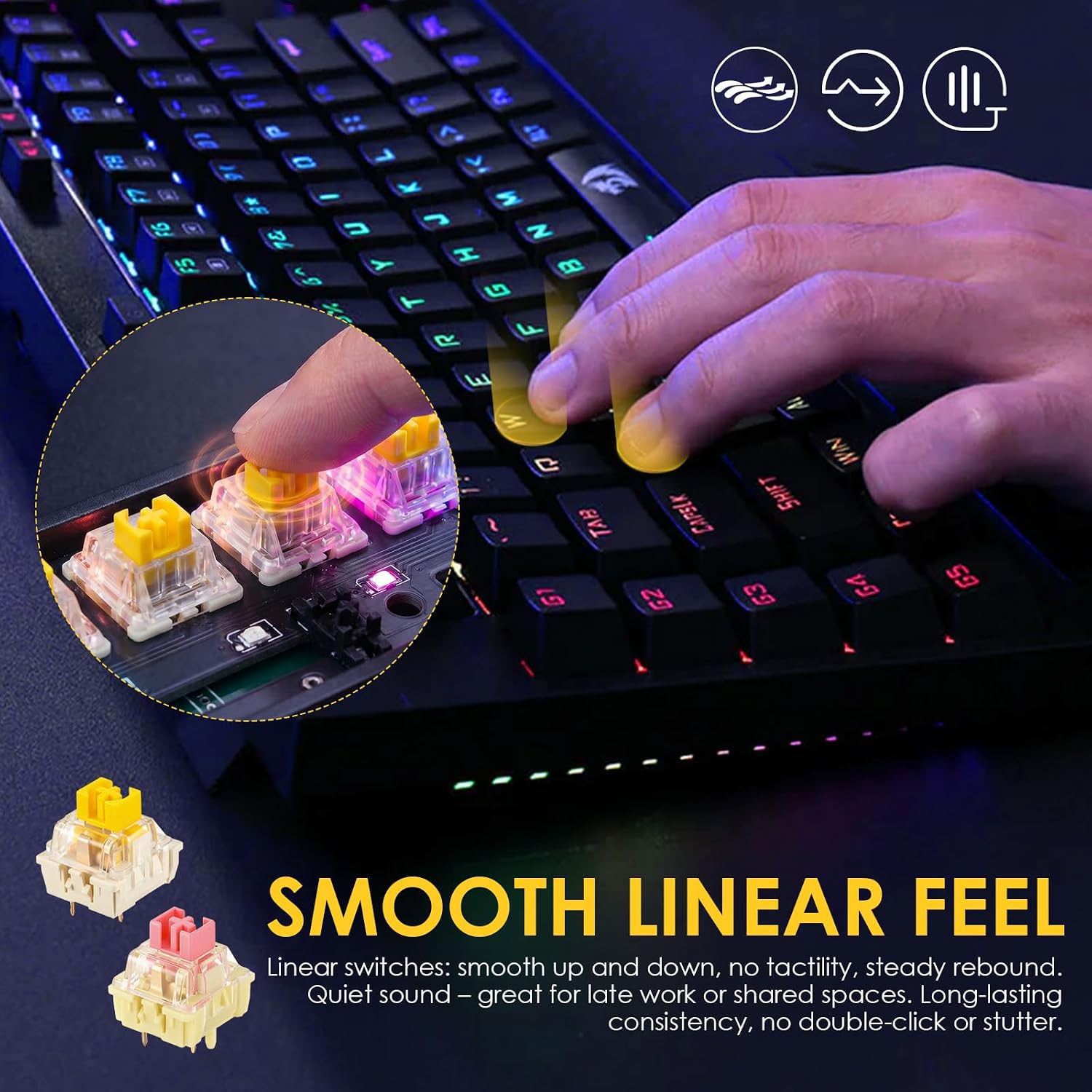 100 Pack Linear Mechanical Keyboard Switches, 3-Pin and 5-Pin Switch Replacement Accessories Kit with Switch Puller -Keyboard Keys Clickers for 3D Prints & Custom PC Gaming Keyboards