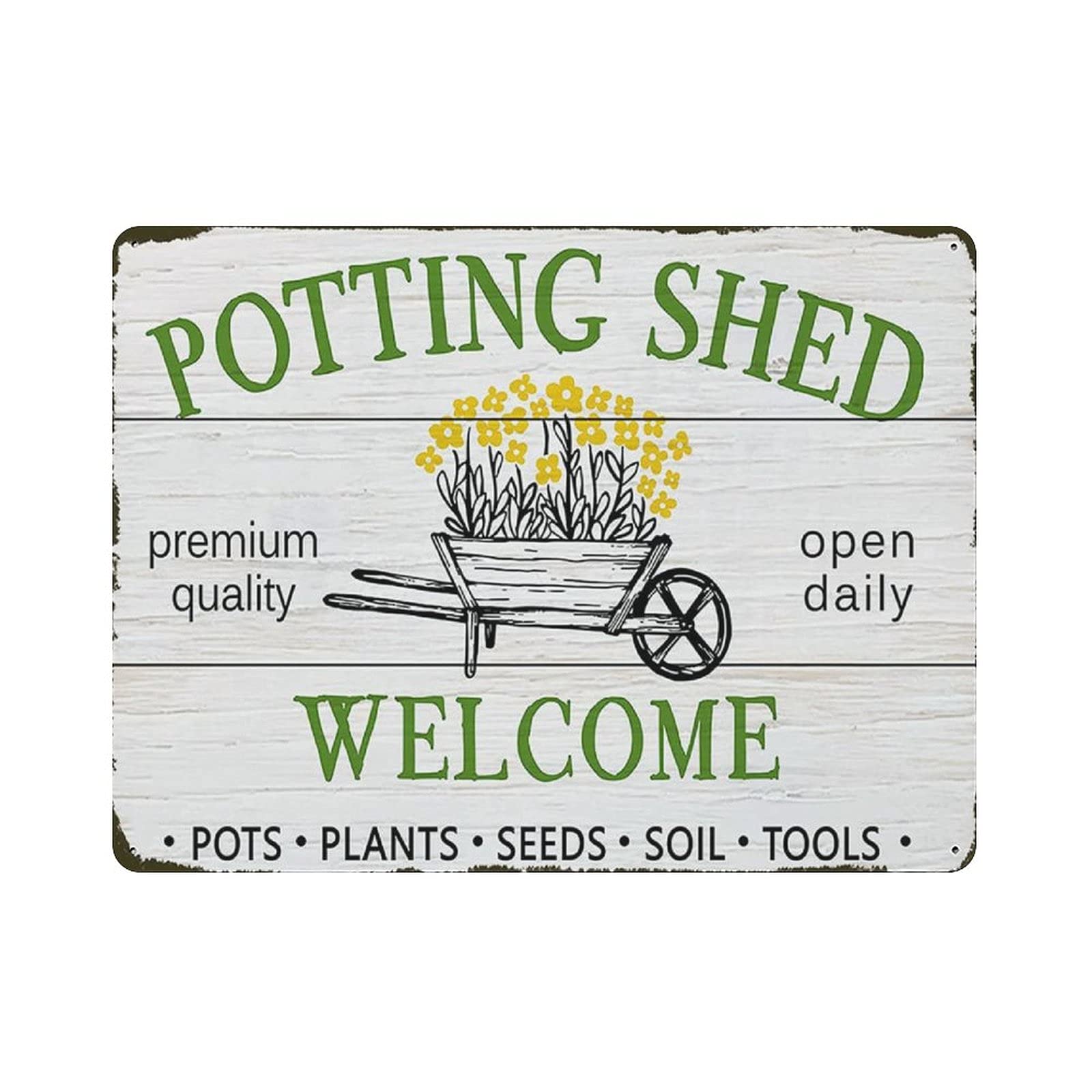 Potting Shed Welcome Pots Plants Flower Shop Metal Signs, Fun Poster For Bar Kitchen Cafe Farmhouse Wall Decor 12x16 inch