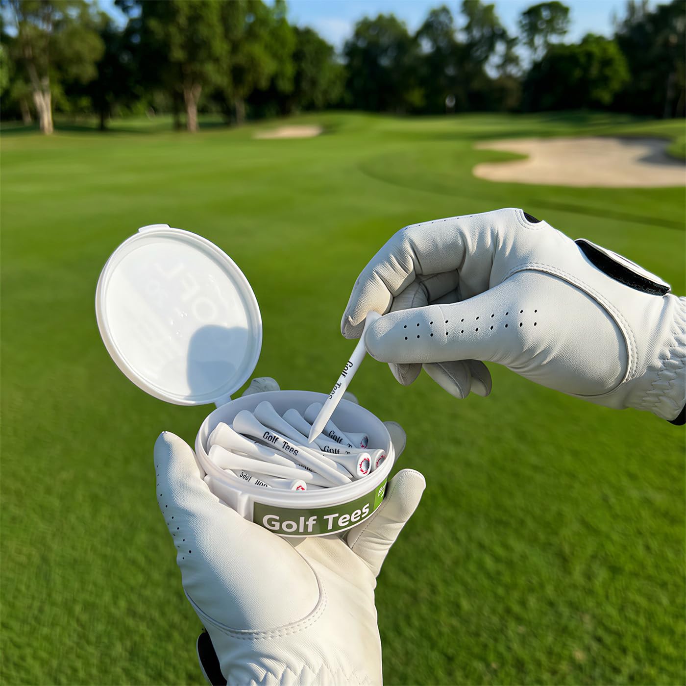 Bambus-Golf-Tees in verschiedenen Größen mit tragbarem, rundem Etui (7,6 cm, 6,3 cm, 3,8 cm), Golf-Geschenke für Männer, Golfer, ideales Golfzubehör für Männer und einzigartige Geschenke für