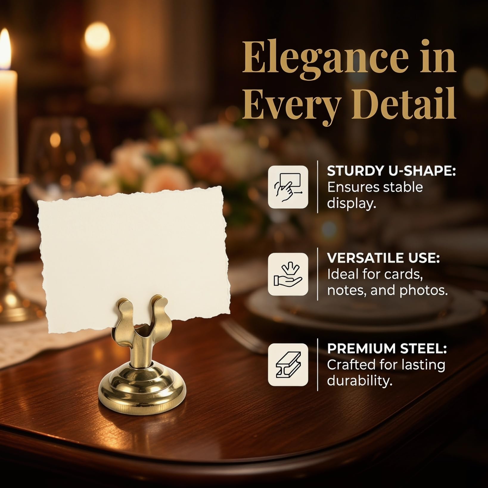 PLAFOPE Lot de 12 supports de panneau de table en acier inoxydable en forme de U pour décoration de fête de mariage