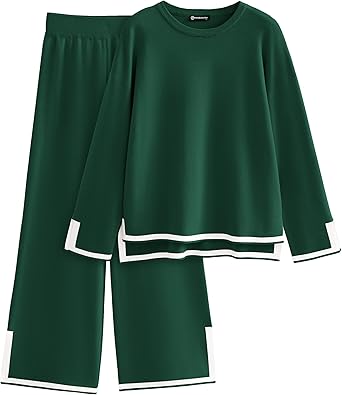PRETTYGARDEN Women's 2 Piece Fall Knit Sweater Set Long Sleeve Tops Wide Leg Pants Sweatsuit Tracksuit Outfit Winter Clothing