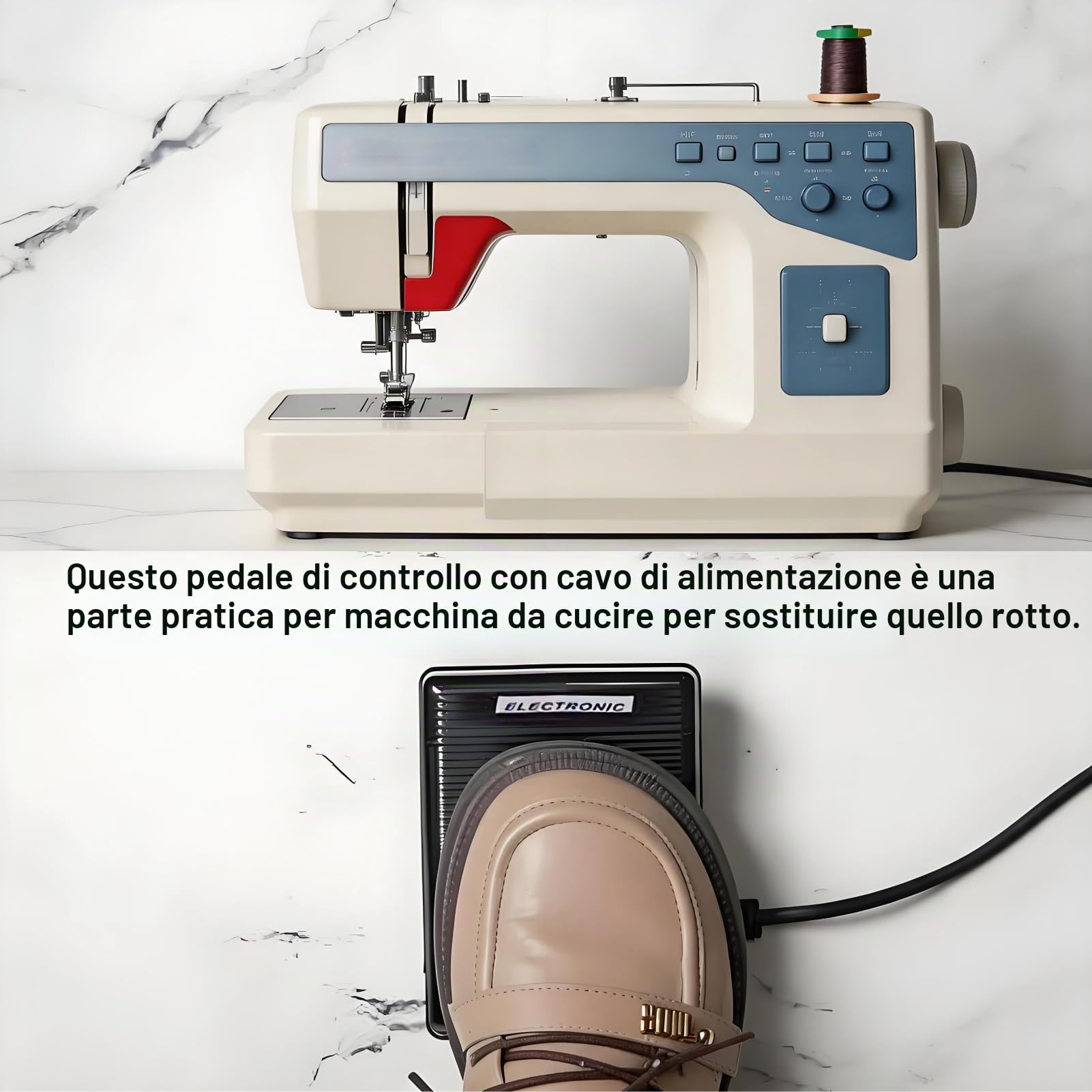 Pedale per Macchina Cucire Accessori per Macchina Cucire Domestica Pedale con Cavo Alimentazione Pedale per Macchina Cucire per FY2301/2300 per JH8330A/JH8190S (spina UE 220V)